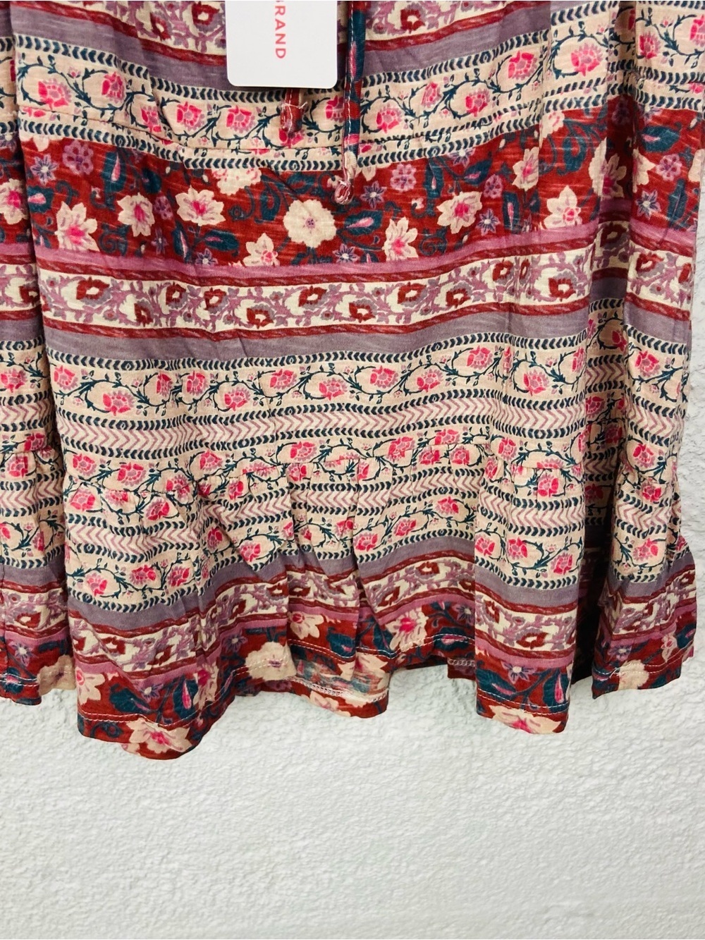 NWT Lucky Brand pink & cream cotton bohemian Floral Peasant Top size small - Picture 5 of 14